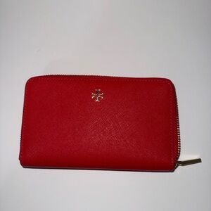 Tory Burch Red Textured Wallet